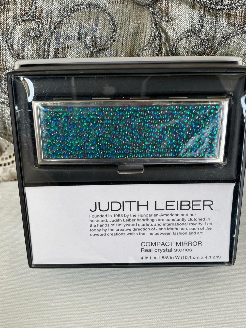 Judith Leiber Blue💙 & Green 💚Compact Mirror, New in Box Sealed in original pckg